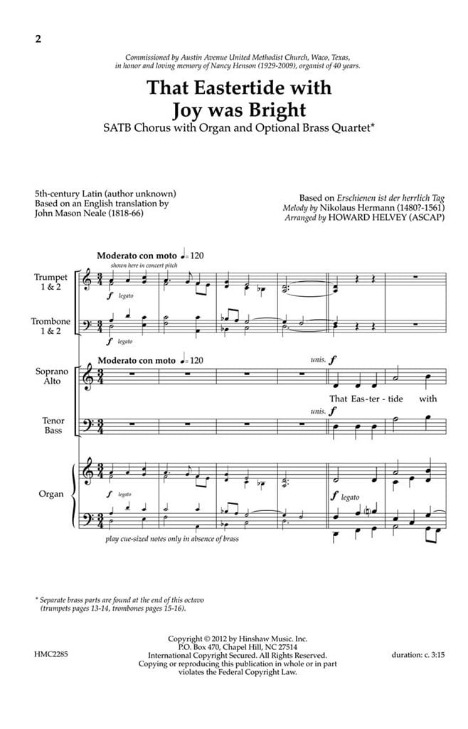 That Eastertide With Joy Was Bright